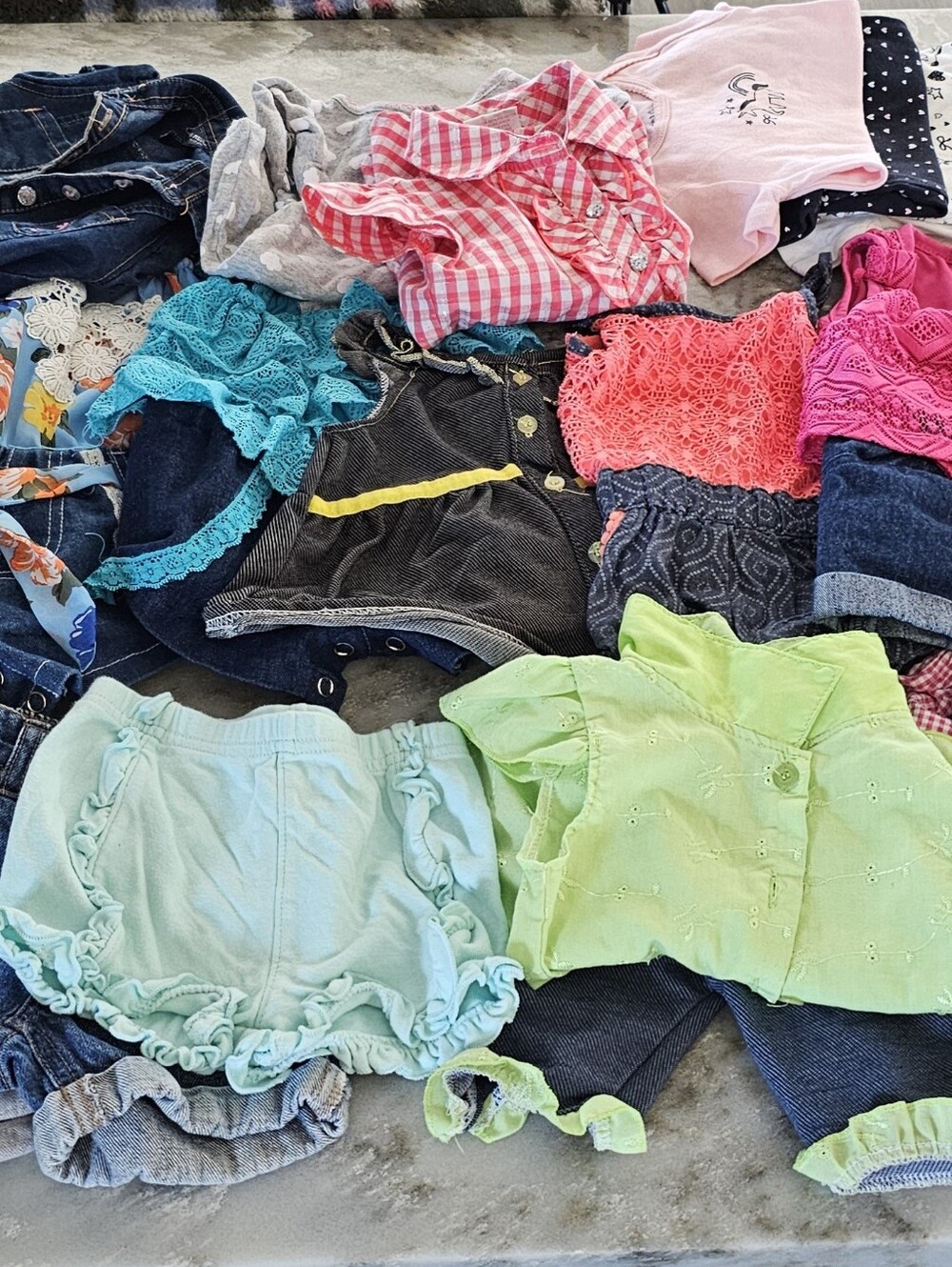 Huge Lot Baby Girl Clothes 12M Summer Outfits Gymboree Carters Romper Short Set